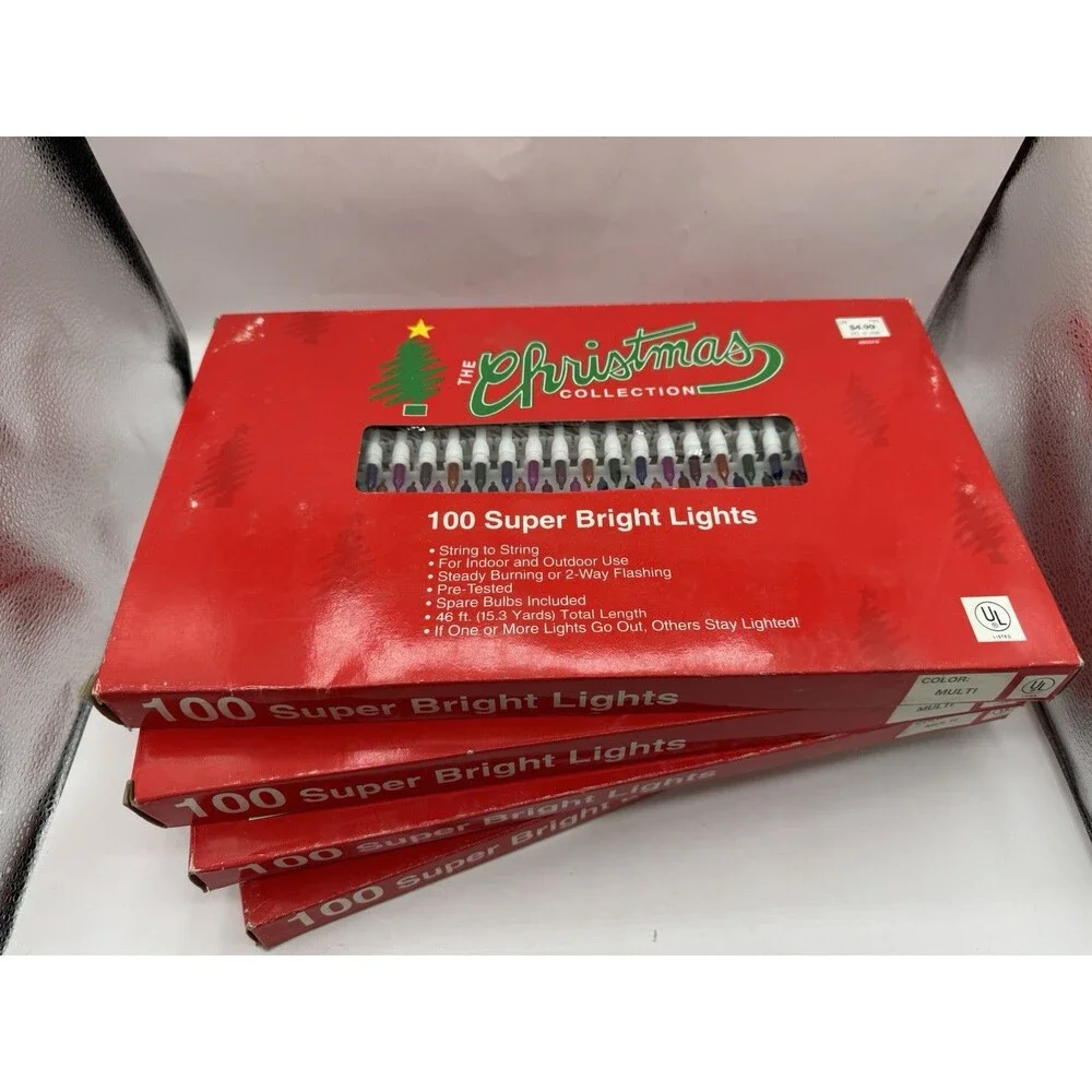 Vintage The Christmas Collection 100 Super Bright Lights Multi Bulb Wire